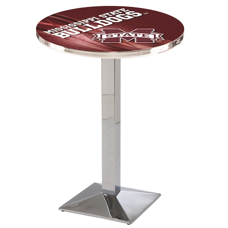 Holland Bar Stool Co 36" Chrome Mississippi State Pub Table, 36" dia. Top L217C3636MssStU-D2